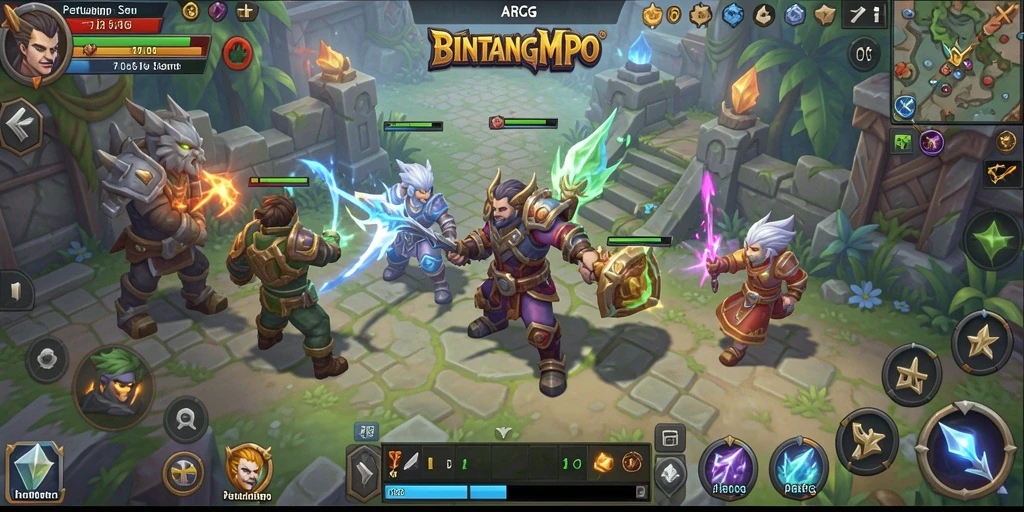 Tangkapan layar gameplay BINTANGMPO menampilkan aksi pertempuran yang mendebarkan.